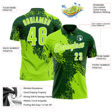 Charger l&#39;image dans la galerie, Custom Neon Green Green-White 3D Pattern Design Abstract Brush Stroke Performance Polo Shirt
