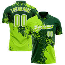Charger l&#39;image dans la galerie, Custom Neon Green Green-White 3D Pattern Design Abstract Brush Stroke Performance Polo Shirt

