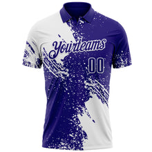 Charger l&#39;image dans la galerie, Custom White Dark Purple 3D Pattern Design Abstract Brush Stroke Performance Polo Shirt
