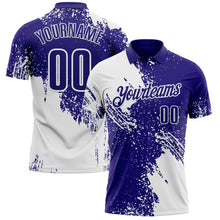 Charger l&#39;image dans la galerie, Custom White Dark Purple 3D Pattern Design Abstract Brush Stroke Performance Polo Shirt
