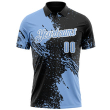 Charger l&#39;image dans la galerie, Custom Light Blue Black-White 3D Pattern Design Abstract Brush Stroke Performance Polo Shirt
