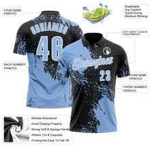 Charger l&#39;image dans la galerie, Custom Light Blue Black-White 3D Pattern Design Abstract Brush Stroke Performance Polo Shirt
