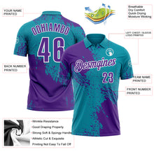 Charger l&#39;image dans la galerie, Custom Purple Teal-White 3D Pattern Design Abstract Brush Stroke Performance Polo Shirt
