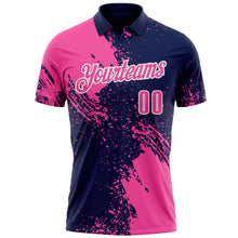 Charger l&#39;image dans la galerie, Custom Pink Navy-White 3D Pattern Design Abstract Brush Stroke Performance Polo Shirt
