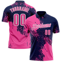 Charger l&#39;image dans la galerie, Custom Pink Navy-White 3D Pattern Design Abstract Brush Stroke Performance Polo Shirt
