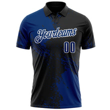 Charger l&#39;image dans la galerie, Custom US Navy Blue Black-White 3D Pattern Design Abstract Brush Stroke Performance Polo Shirt
