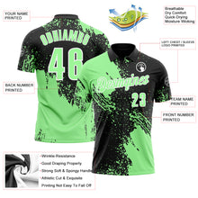 Charger l&#39;image dans la galerie, Custom Pea Green Black-White 3D Pattern Design Abstract Brush Stroke Performance Polo Shirt
