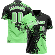 Charger l&#39;image dans la galerie, Custom Pea Green Black-White 3D Pattern Design Abstract Brush Stroke Performance Polo Shirt
