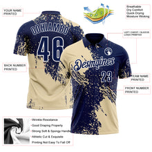 Charger l&#39;image dans la galerie, Custom Cream Navy-White 3D Pattern Design Abstract Brush Stroke Performance Polo Shirt
