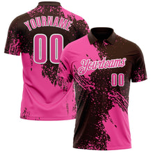 Charger l&#39;image dans la galerie, Custom Pink Brown-White 3D Pattern Design Abstract Brush Stroke Performance Polo Shirt
