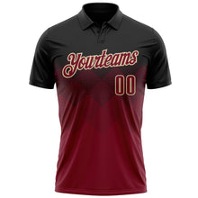 Загрузить изображение в средство просмотра галереи, Custom Black Crimson-Cream 3D Gradient Square Shape Performance Polo Shirt
