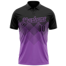 Загрузить изображение в средство просмотра галереи, Custom Black Medium Purple 3D Gradient Square Shape Performance Polo Shirt
