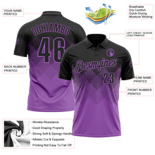 Загрузить изображение в средство просмотра галереи, Custom Black Medium Purple 3D Gradient Square Shape Performance Polo Shirt
