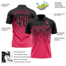 Загрузить изображение в средство просмотра галереи, Custom Black Neon Pink 3D Gradient Square Shape Performance Polo Shirt
