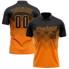 Загрузить изображение в средство просмотра галереи, Custom Black Bay Orange 3D Gradient Square Shape Performance Polo Shirt

