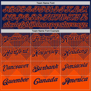 Custom Navy Orange 3D Gradient Square Shape Performance Polo Shirt