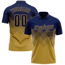 Загрузить изображение в средство просмотра галереи, Custom Navy Old Gold 3D Gradient Square Shape Performance Polo Shirt
