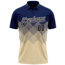 Загрузить изображение в средство просмотра галереи, Custom Navy Cream 3D Gradient Square Shape Performance Polo Shirt
