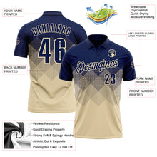 Загрузить изображение в средство просмотра галереи, Custom Navy Cream 3D Gradient Square Shape Performance Polo Shirt
