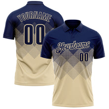 Загрузить изображение в средство просмотра галереи, Custom Navy Cream 3D Gradient Square Shape Performance Polo Shirt
