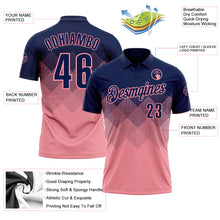 Загрузить изображение в средство просмотра галереи, Custom Navy Medium Pink 3D Gradient Square Shape Performance Polo Shirt
