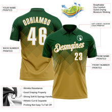 Загрузить изображение в средство просмотра галереи, Custom Green White-Old Gold 3D Gradient Square Shape Performance Polo Shirt
