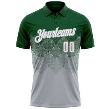 Laden Sie das Bild in den Galerie-Viewer, Custom Green White-Gray 3D Gradient Square Shape Performance Polo Shirt
