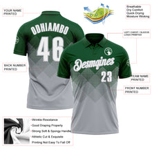 Laden Sie das Bild in den Galerie-Viewer, Custom Green White-Gray 3D Gradient Square Shape Performance Polo Shirt
