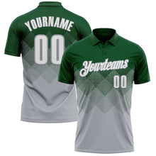 Laden Sie das Bild in den Galerie-Viewer, Custom Green White-Gray 3D Gradient Square Shape Performance Polo Shirt
