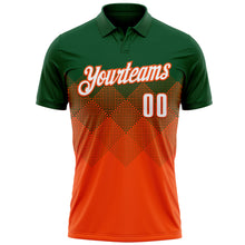 Laden Sie das Bild in den Galerie-Viewer, Custom Green White-Orange 3D Gradient Square Shape Performance Polo Shirt
