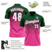 Laden Sie das Bild in den Galerie-Viewer, Custom Green White-Pink 3D Gradient Square Shape Performance Polo Shirt
