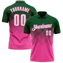 Laden Sie das Bild in den Galerie-Viewer, Custom Green White-Pink 3D Gradient Square Shape Performance Polo Shirt
