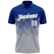 Charger l&#39;image dans la galerie, Custom Royal White-Gray 3D Gradient Square Shape Performance Polo Shirt
