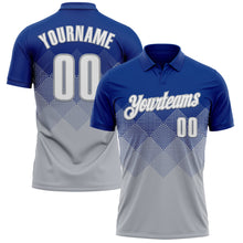 Charger l&#39;image dans la galerie, Custom Royal White-Gray 3D Gradient Square Shape Performance Polo Shirt

