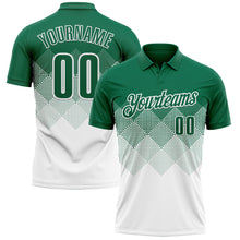 Laden Sie das Bild in den Galerie-Viewer, Custom Kelly Green White 3D Gradient Square Shape Performance Polo Shirt
