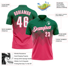 Charger l&#39;image dans la galerie, Custom Kelly Green White-Neon Pink 3D Gradient Square Shape Performance Polo Shirt
