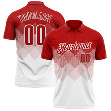 Загрузить изображение в средство просмотра галереи, Custom Red White 3D Gradient Square Shape Performance Polo Shirt
