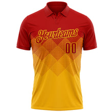 Загрузить изображение в средство просмотра галереи, Custom Red Gold 3D Gradient Square Shape Performance Polo Shirt
