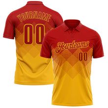 Загрузить изображение в средство просмотра галереи, Custom Red Gold 3D Gradient Square Shape Performance Polo Shirt
