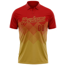 Загрузить изображение в средство просмотра галереи, Custom Red Old Gold 3D Gradient Square Shape Performance Polo Shirt
