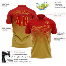 Загрузить изображение в средство просмотра галереи, Custom Red Old Gold 3D Gradient Square Shape Performance Polo Shirt
