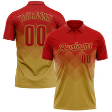 Загрузить изображение в средство просмотра галереи, Custom Red Old Gold 3D Gradient Square Shape Performance Polo Shirt
