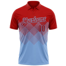 Загрузить изображение в средство просмотра галереи, Custom Red Light Blue 3D Gradient Square Shape Performance Polo Shirt
