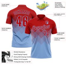 Загрузить изображение в средство просмотра галереи, Custom Red Light Blue 3D Gradient Square Shape Performance Polo Shirt
