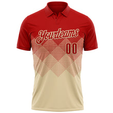Laden Sie das Bild in den Galerie-Viewer, Custom Red Cream 3D Gradient Square Shape Performance Polo Shirt
