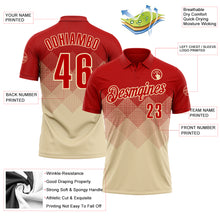Laden Sie das Bild in den Galerie-Viewer, Custom Red Cream 3D Gradient Square Shape Performance Polo Shirt
