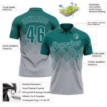 Laden Sie das Bild in den Galerie-Viewer, Custom Teal Gray 3D Gradient Square Shape Performance Polo Shirt
