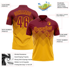 Load image into Gallery viewer, Custom Crimson Gold 3D Gradient Square Shape Performance Polo Shirt
