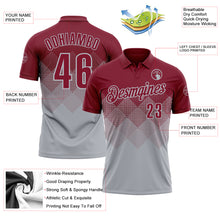Load image into Gallery viewer, Custom Crimson Gray 3D Gradient Square Shape Performance Polo Shirt

