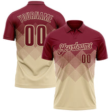 Load image into Gallery viewer, Custom Crimson Cream 3D Gradient Square Shape Performance Polo Shirt

